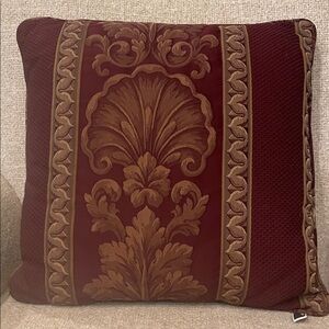 Elegant Burgundy and Gold Decorative Pillow